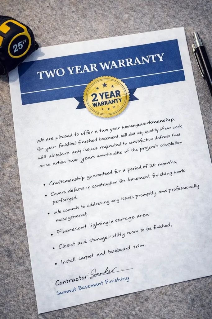Basement two-year warranty